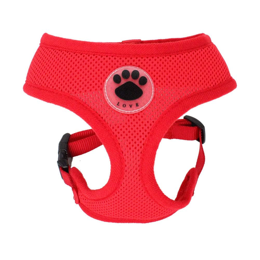 Soft Mesh Dog Harness No Pull Walking Comfort Padded Vest Harnesses Adjustable (L, Red)