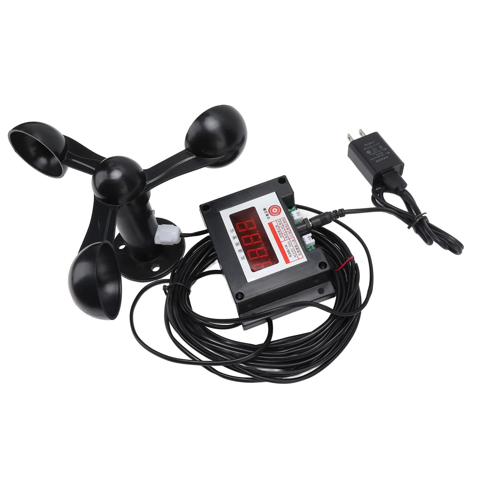 Wind Meter, Intelligent 3 Fan Blades Wind Anemometer Wind Speed Measuring Device Wind Speed Alarm Meter for Tower Crane Sailing Surfing
