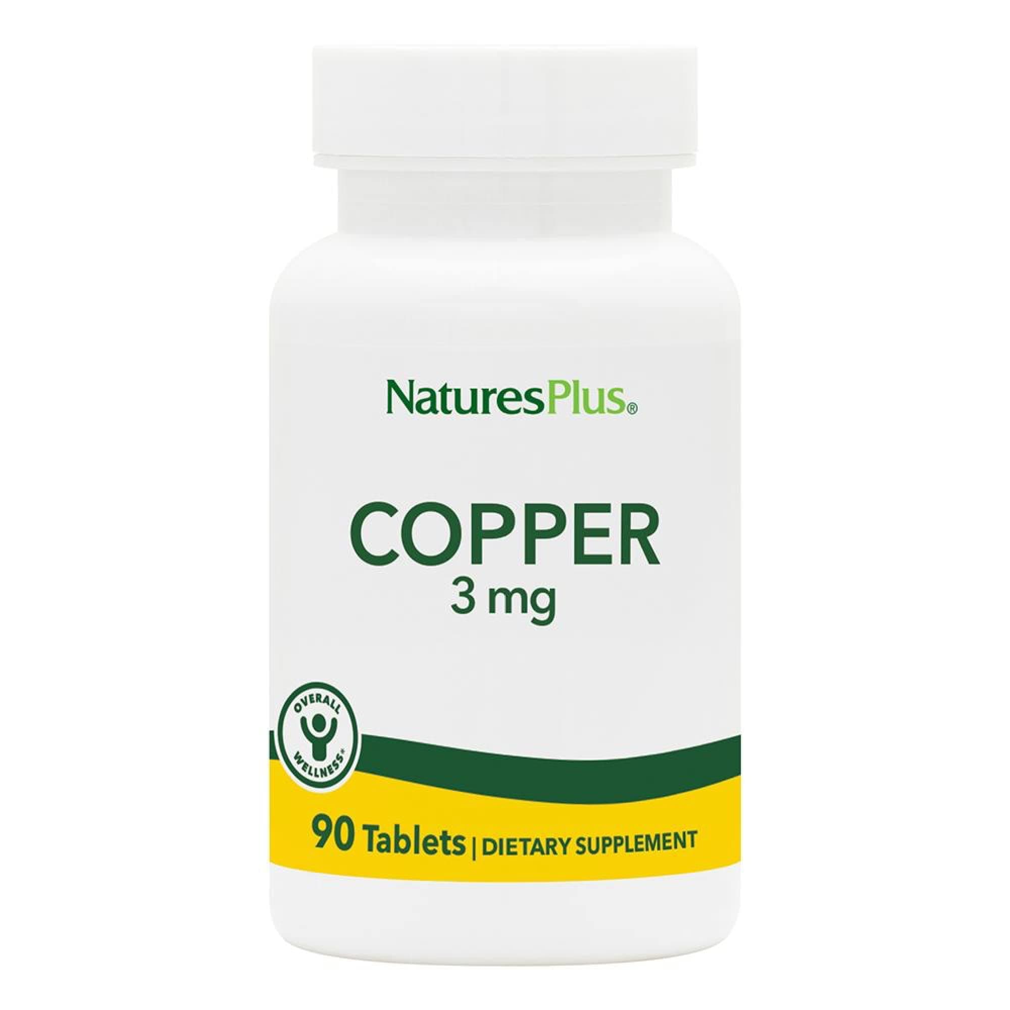 Nature's Plus Copper 3 Mg, 90 Tablets - With Biotron Amino Acid Chelate, To Supports Overall Wellness, Gluten Free