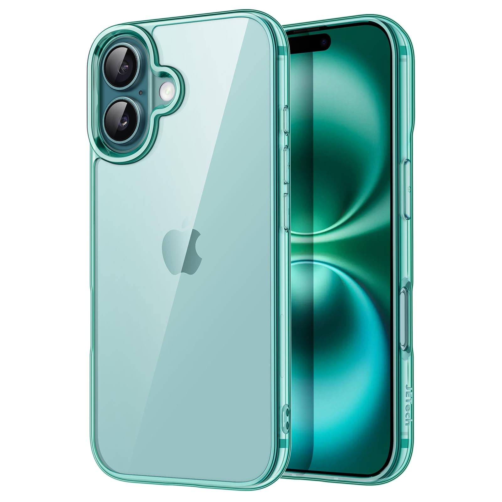 JETech Case for iPhone 16 6.1-Inch, Non-Yellowing Shockproof Phone Bumper Cover, Anti-Scratch Clear Back (Teal)