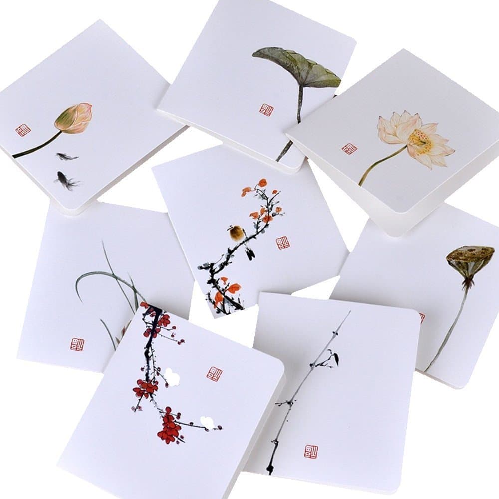 Featuring Hand-Drawn Thank You Card:8pcs Assorted Blank All-Occasion Note Cards- Flowers And Birds Series Thank You Cards