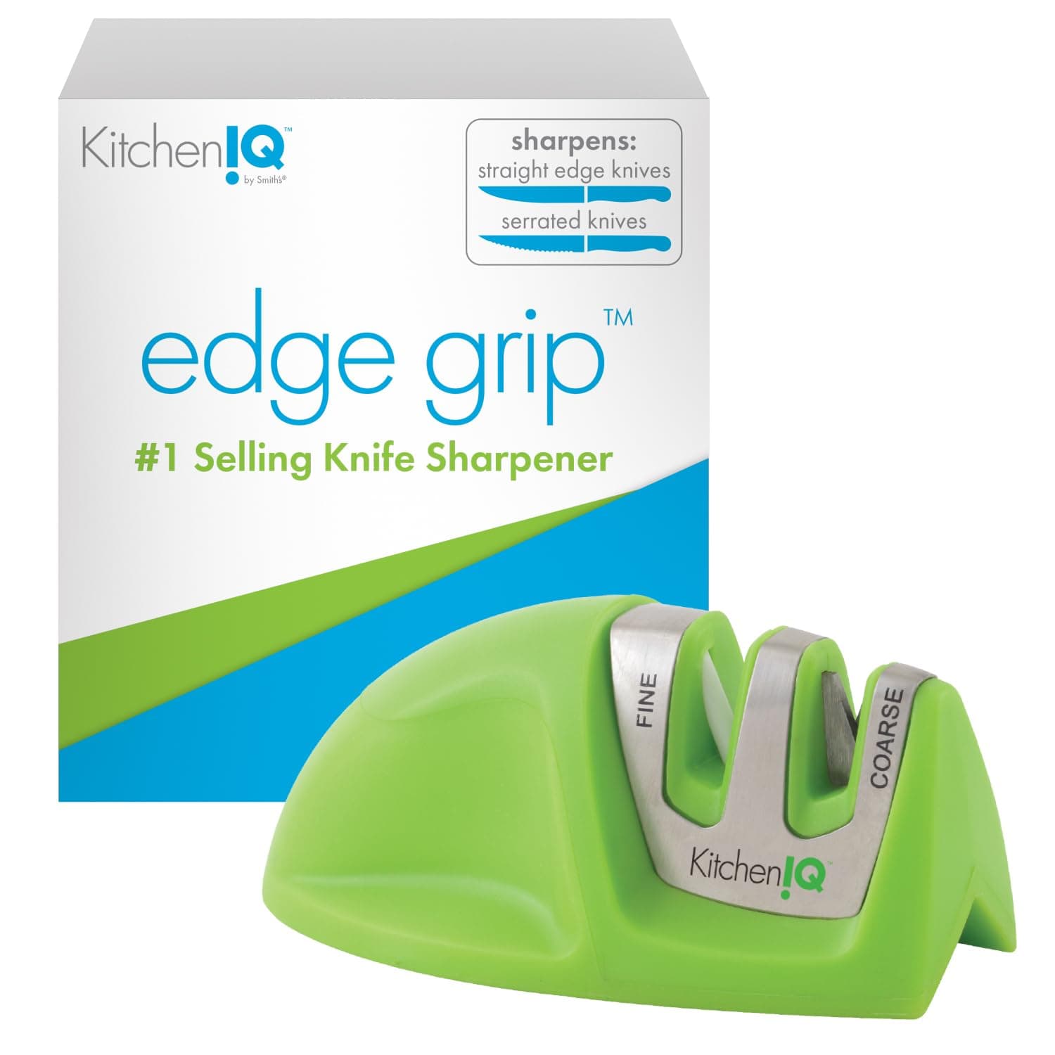 KitchenIQ 50881 Edge Grip 2-Stage Knife Sharpener, Green