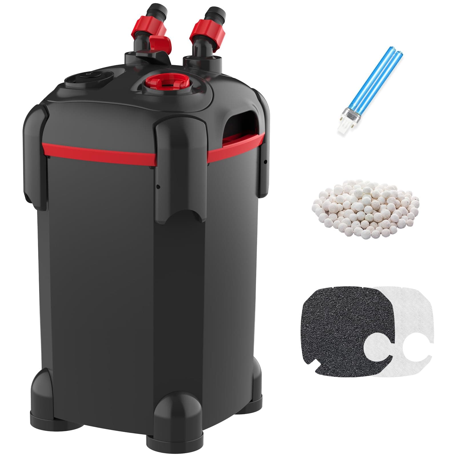 Canister Filter for Aquarium,External Fish Tank Filter with Filter Media and Spray Bar (225GPH-UV)