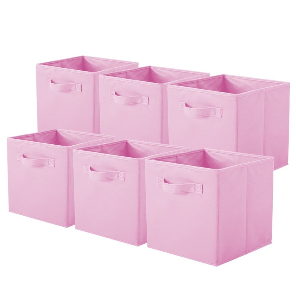 ShellKingdom Foldable Fabric Storage Cubes and Cloth Organizer Drawer for Closet and Toys, 6 Pack (Pink)