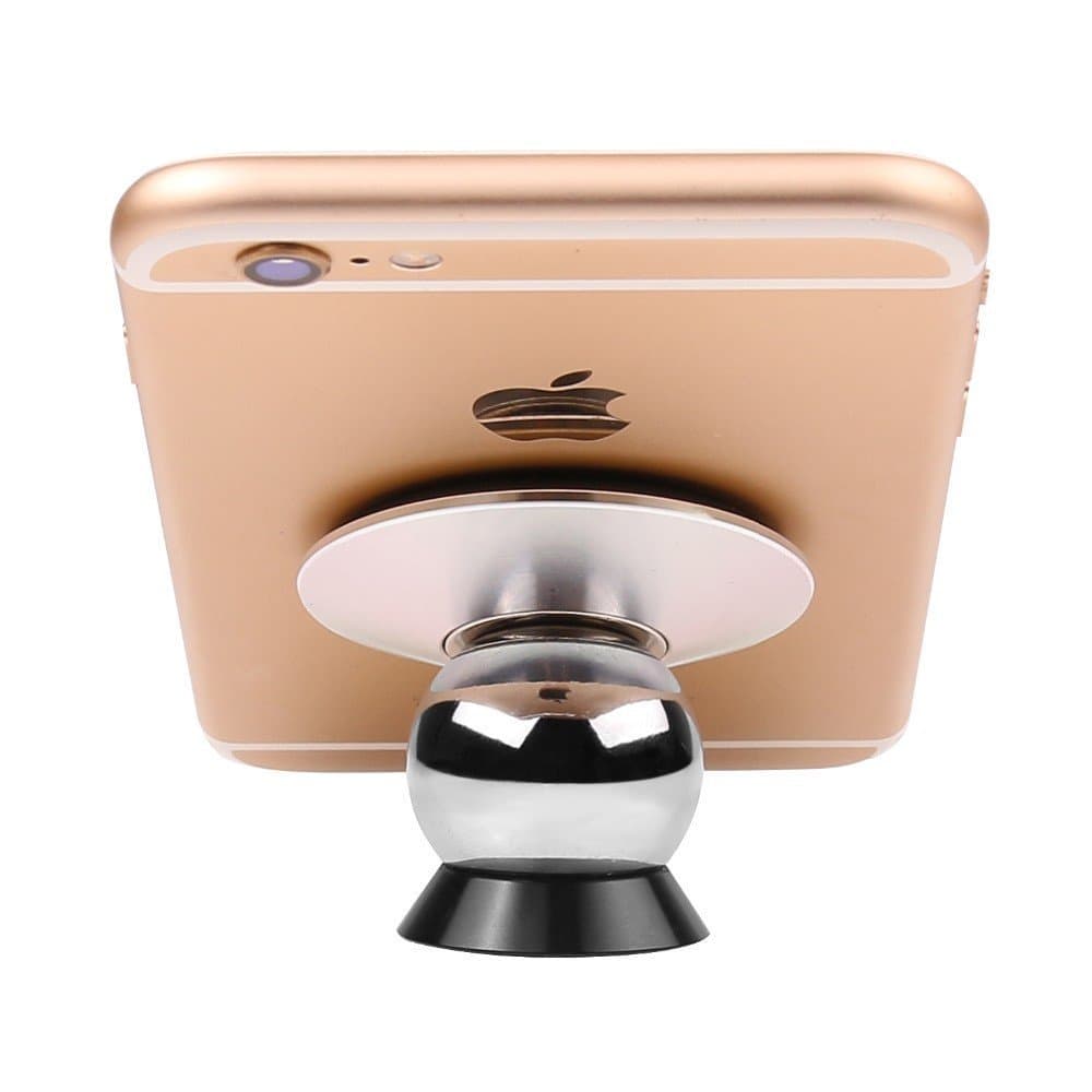Digital Dukan Magnetic Cradle-Less Hinge Technology Smallest Ball Head Type Car Mobile Holder (Silver)