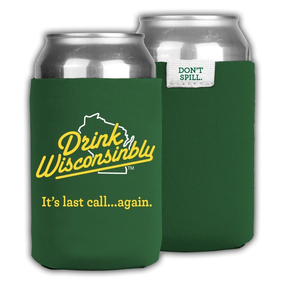 Drink Wisconsinbly Green Can Cooler
