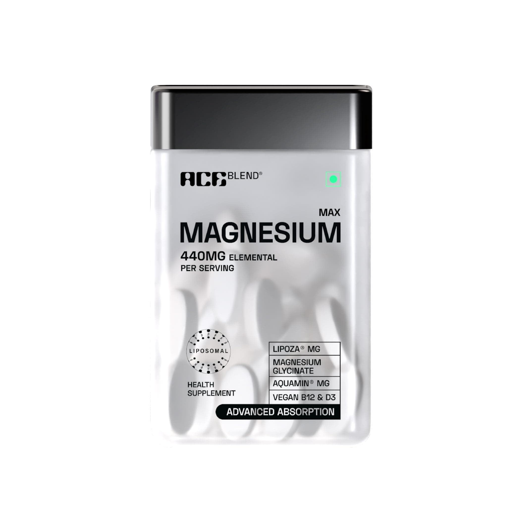 Ace Blend Max Magnesium Glycinate (180 tablets) | 1600mg Triple Complex | 440mg Elemental Magnesium | Calcium, Vegan Vitamin B12 & D3 | Promotes Deep Sleep, Muscle Recovery & Heart Health