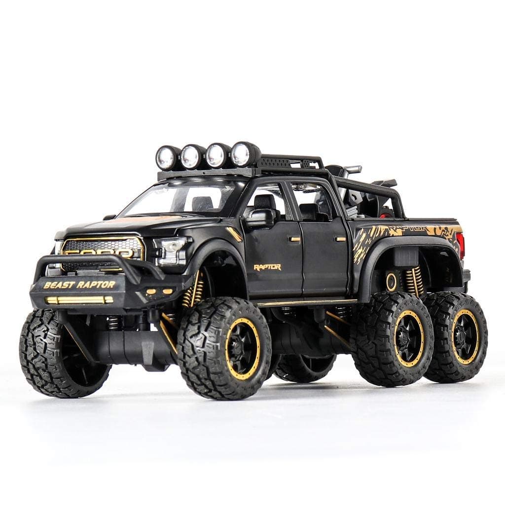 Toy Pickup Trucks for Boys F150 Raptor DieCast Metal Model Car with Sound and Light for Kids Age 3 Year and up-Multicolour