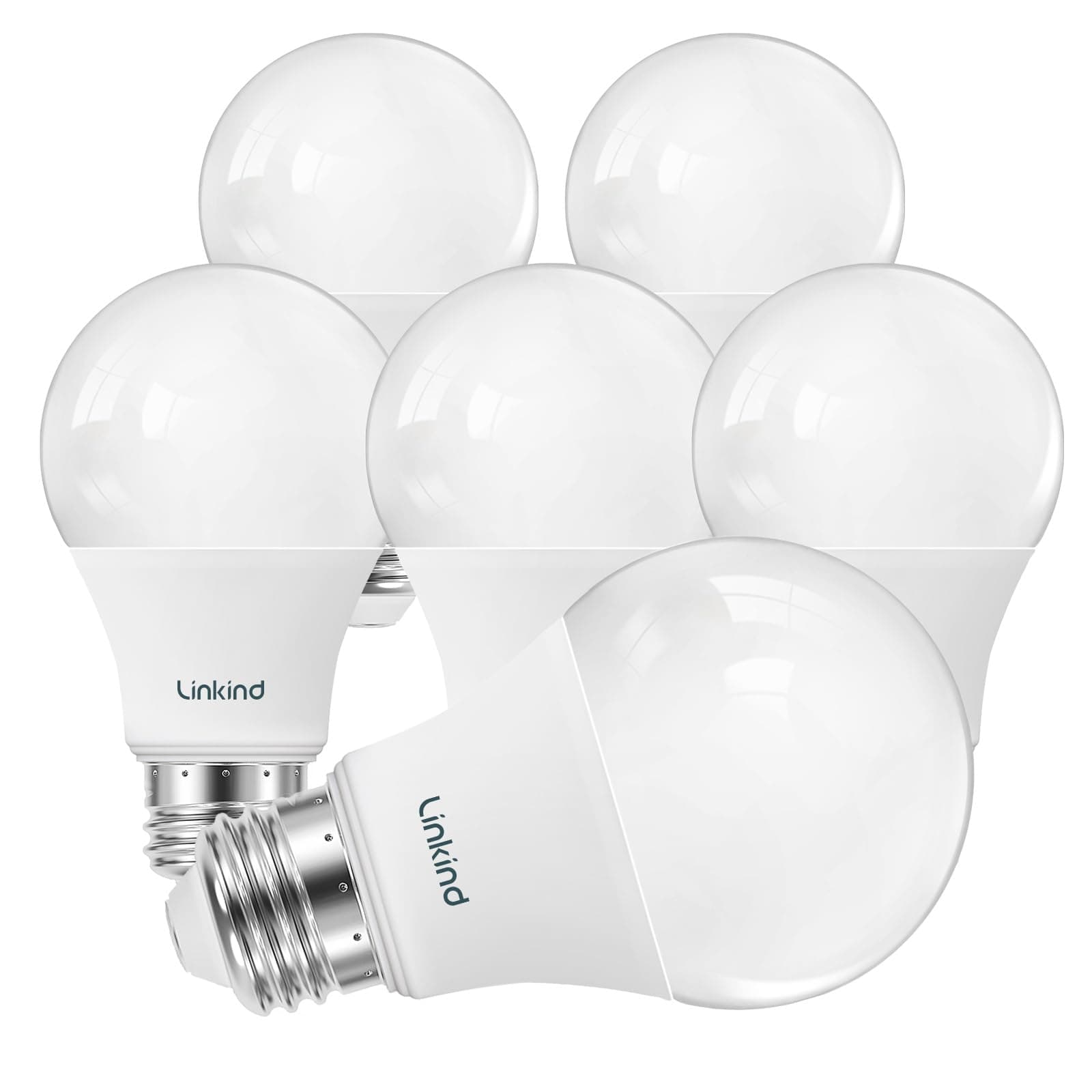 Linkind Dimmable A19 LED Light Bulbs, 60 Watt Equivalent, 2700k