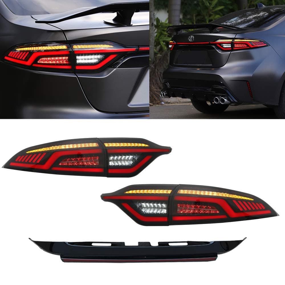 inginuity time LED Tail Lights & Tailgate Light For Toyota Corolla 2020 2021 2022 2023 4PCS Start Up Animation DRL Sequential Indicator Rear Lamp Assembly (Blackout)