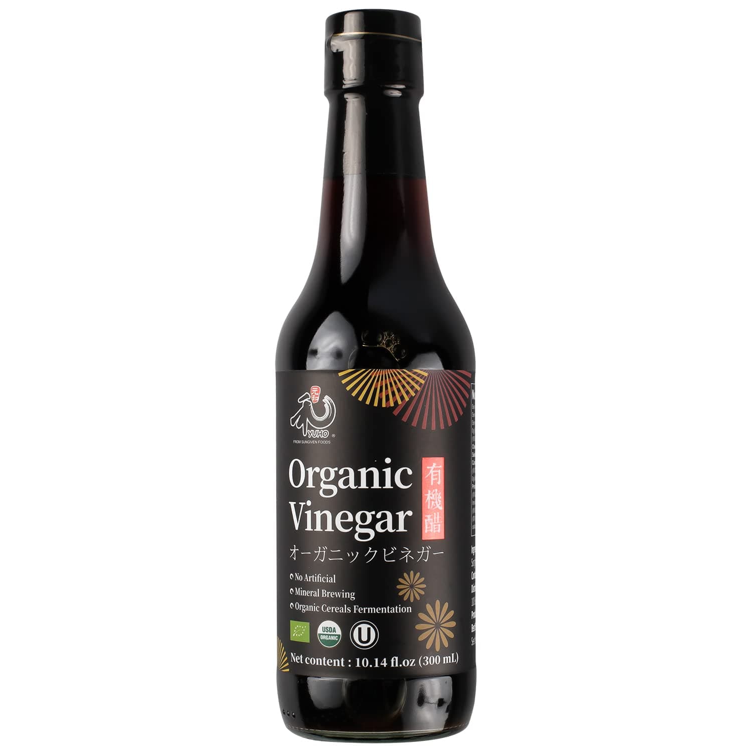 YUHO Organic Black Vinegar Less Salt, Kosher Great for Dumpling, Stir-fried Vegetables, Pork Belly in Black Vinegar 10.14 fl oz(300ml)