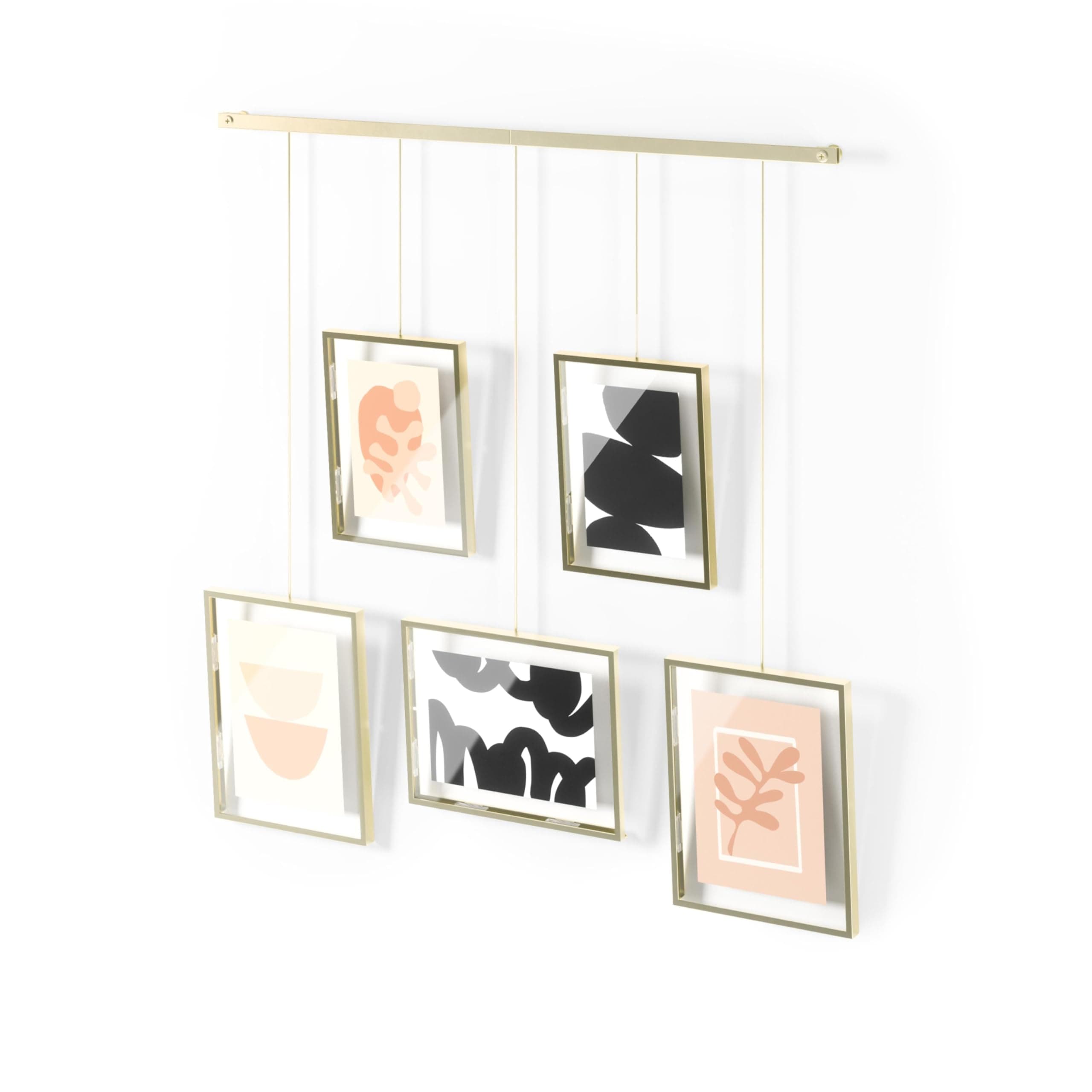 Umbra Exhibit Picture Frame Gallery Set Adjustable Collage Display For 5 Photos, Prints, Artwork & More (Holds Two 4 X 6 Inch And Three 5 X 7 Inch Images), Normal, Brass