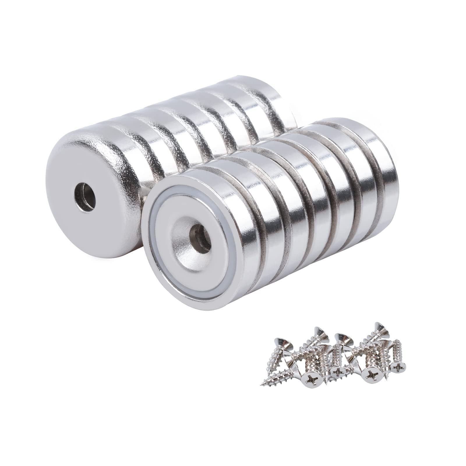 OCEUMAOA 14 Pack Neodymium Magnets Strong Magnet 15lb+ Pulling Force with Countersunk Hole and Screws Extra Strong Magnets Silver 16mm