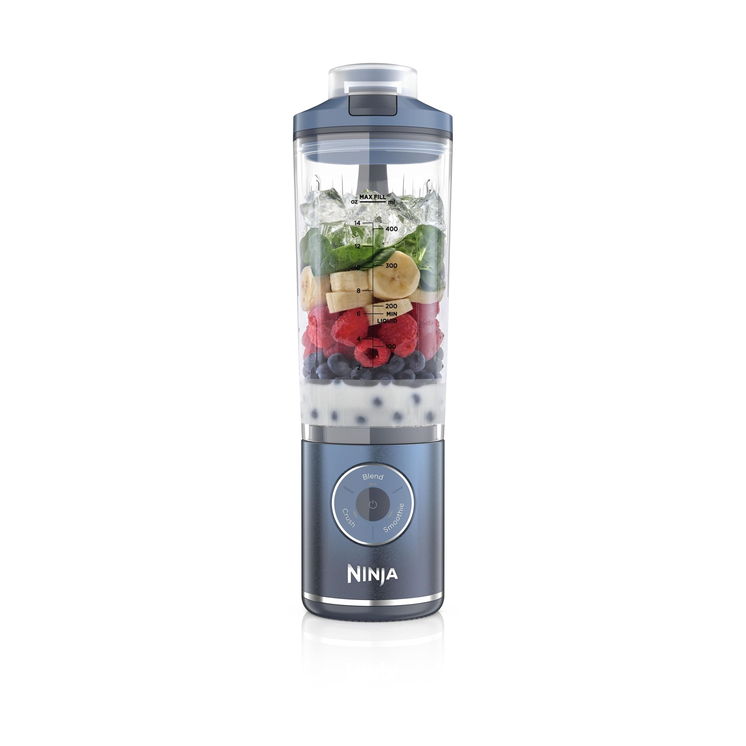 Ninja Blast Max Portable Blender, 570ml, Rechargeable Battery, Blending Cup & Leak-proof Lid, 3x Blend Functions, Makes Smoothies, Protein Shakes, Blends Ice & Frozen Fruit, Navy BC251EUNV