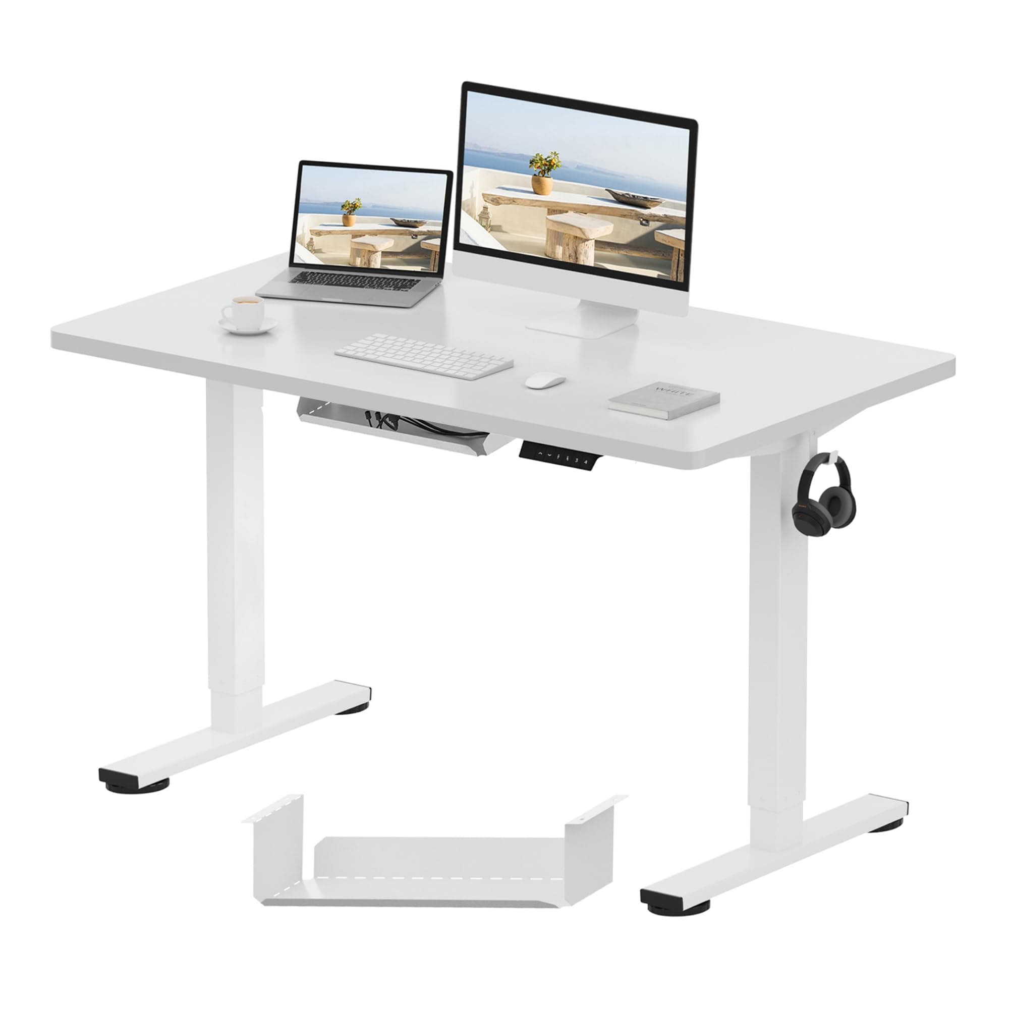 E1 Plus ONE PIECE Electric Standing Desk Height Adjustable Sit Stand Desk with Memory Smart Panel (120 * 60cm, White)