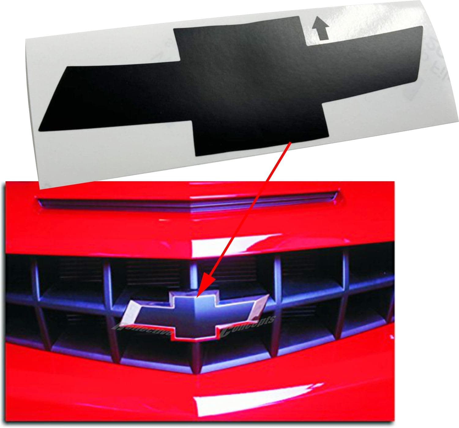 Front Bowtie Overlay Decal - 2010-2013 Camaro - (Color: Flat Black)