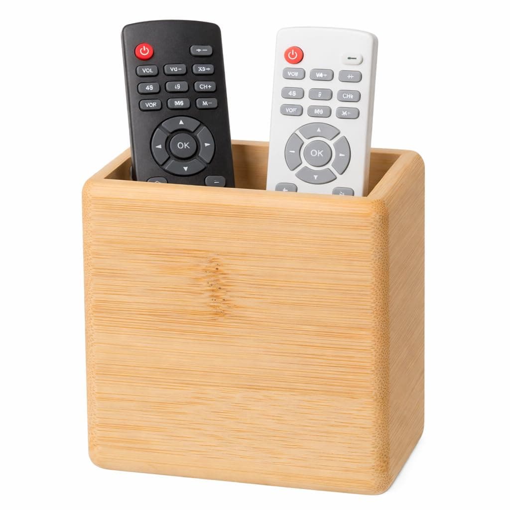 Garneck Bamboo Remote Control Holder Wall Mount - Wood Remote Caddy Organizer for Bedside Couch Office Universal Media Storage Box for Tv Controller Phone Key Pen Home Decor