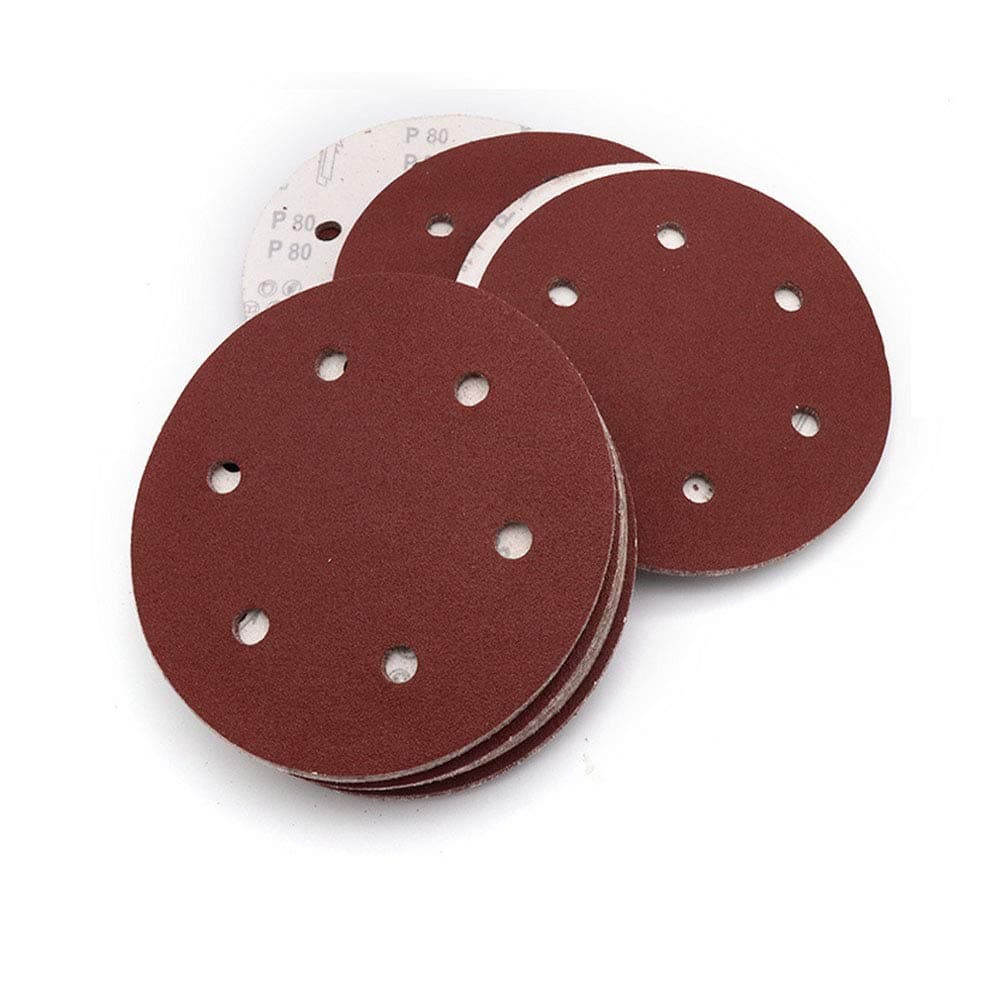 Jiayouy80 Grit 9 Inch 6 Hole Hook and Loop Sanding Disc Flocking Sandpaper for Random Orbit Sander 10Pcs