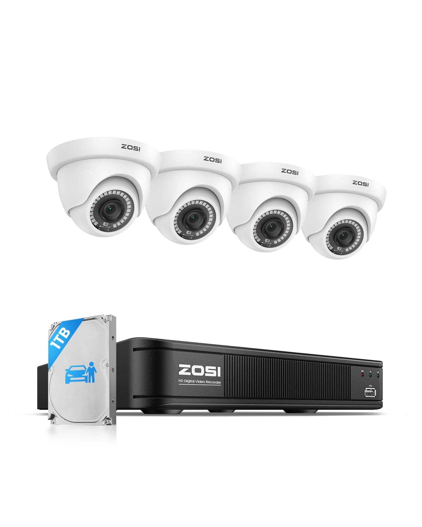 - 3K 5MP Lite H.265+ Home Security Camera System, 8 Channel Surveillance DVR with AI Human Vehicle Detection and 4 x 1080p Weatherproof CCTV Dome Camera Outdoor Indoor, 80ft Night Vision, 1TB HDD