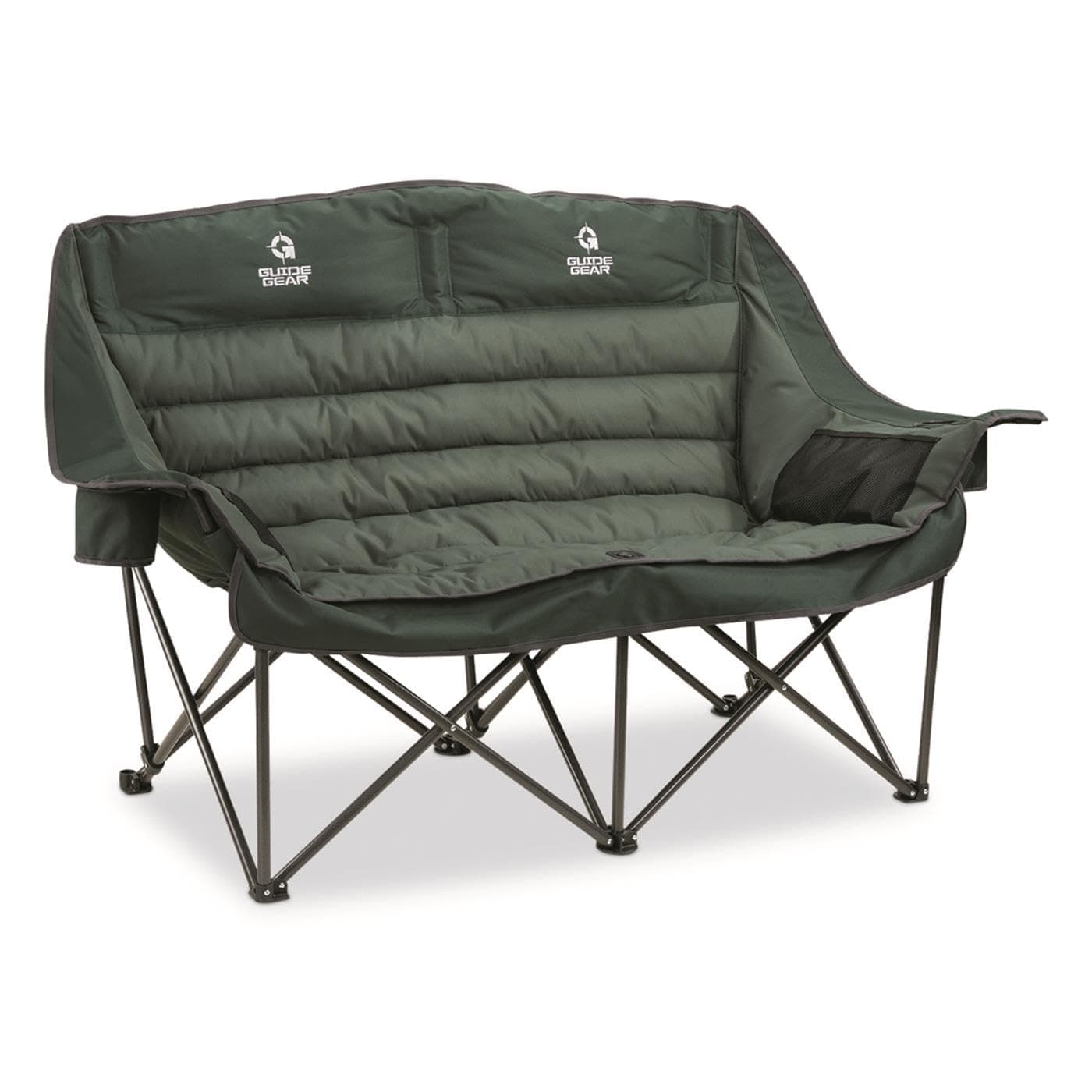 Oversized XL Padded Camping Sofa, Portable, Folding, Large Camp Lounge Couch for Outdoor, Adults, Men and Women, Heavy-Duty 600-lb. Capacity, with Cup Holder Green