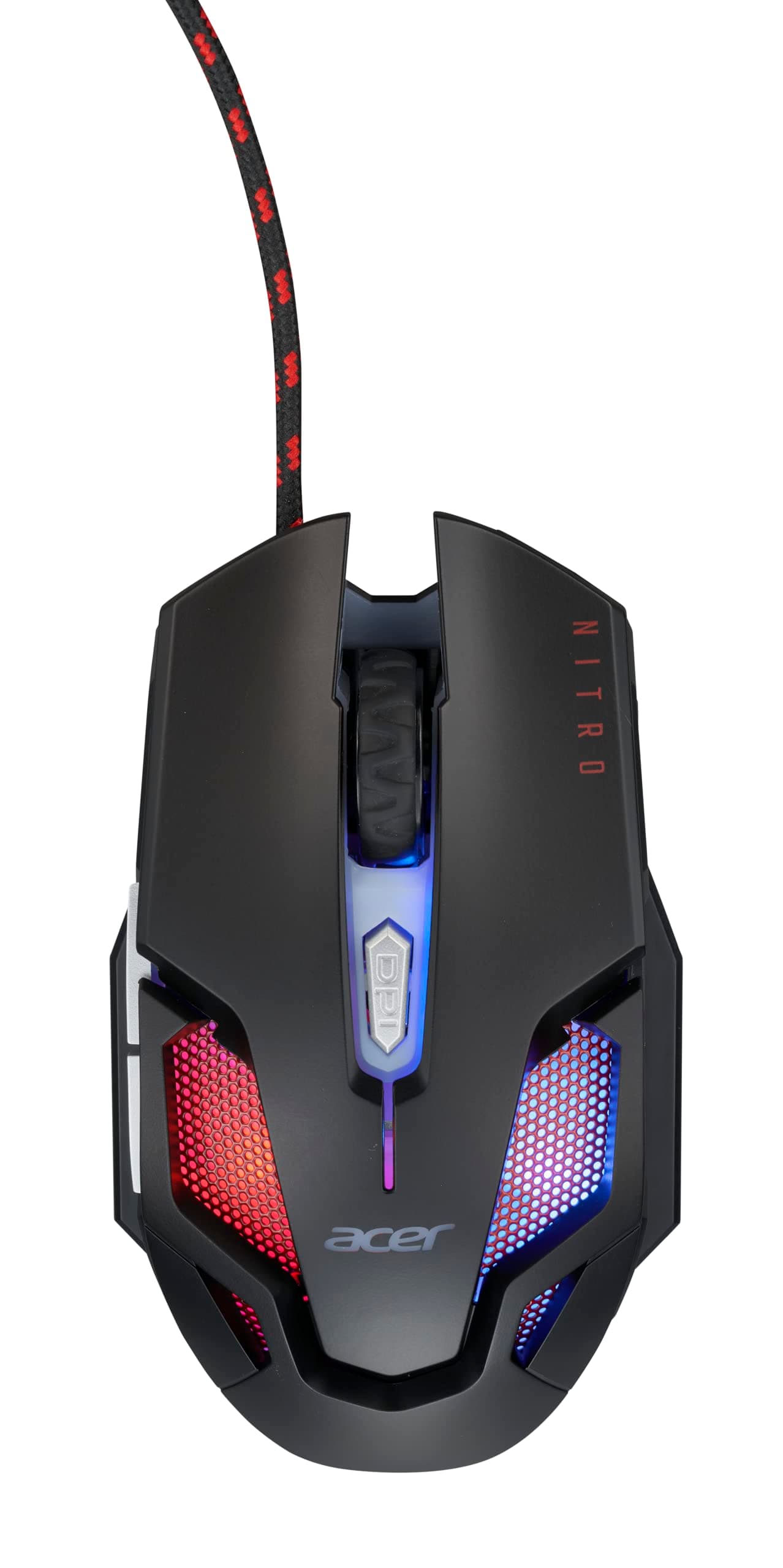 Acer Nitro Gaming Mouse III: 6D Optical Gaming Mouse with High Polling Rate 125MHz | 7 Colorful Breathing Lights LED Logos and Patterns | 6 Optional DPI Shifts (800-7200) | 6 Buttons