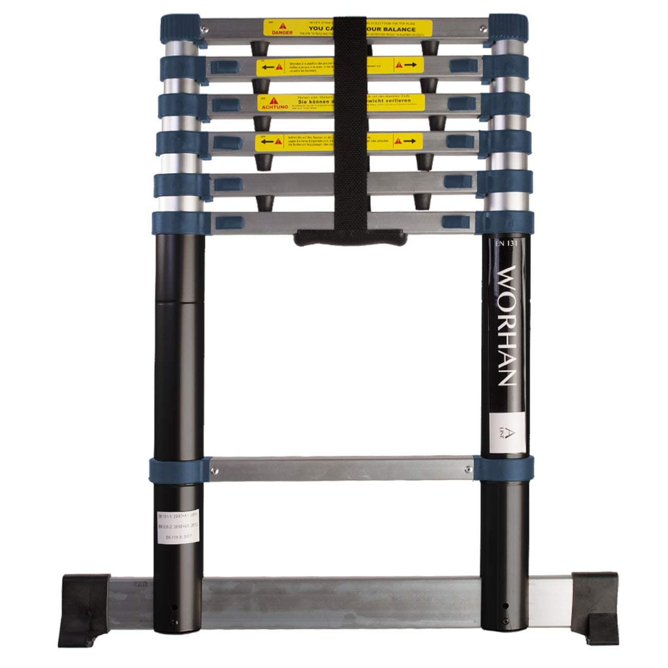 WORHAN® 2m (6' 7'') Single Telescopic Extendable Multipurpose Aluminium Ladder with Stabilizer Step Ladder (.2m A-line) 1K2A