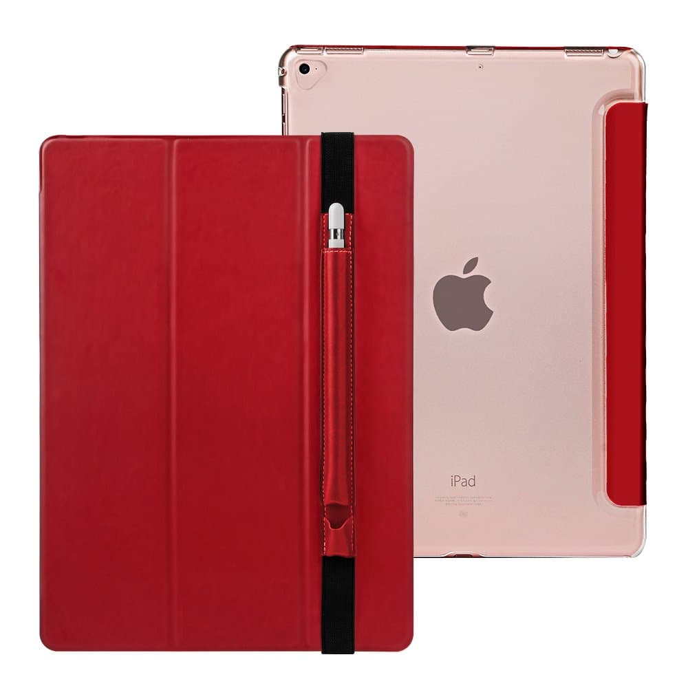 SHANSHUI Case Compatible iPad Pro 12.9 inch 2015/2017 Model with Pencil Holder, Stand Folio Multiple Angles Magnetic Auto Wake/Sleep Cover Case (Red)