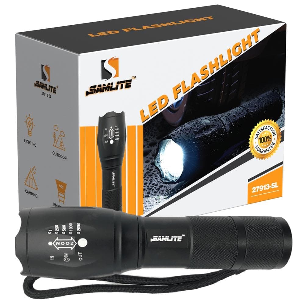 LED Flashlight High Powered – 1200 Lumens Bright Zoomable Spotlight or Floodlight - 5 Modes - Brightest Ultra Light, Pocket Size, Waterproof, Tactical - Camping, Travel, Emergencies