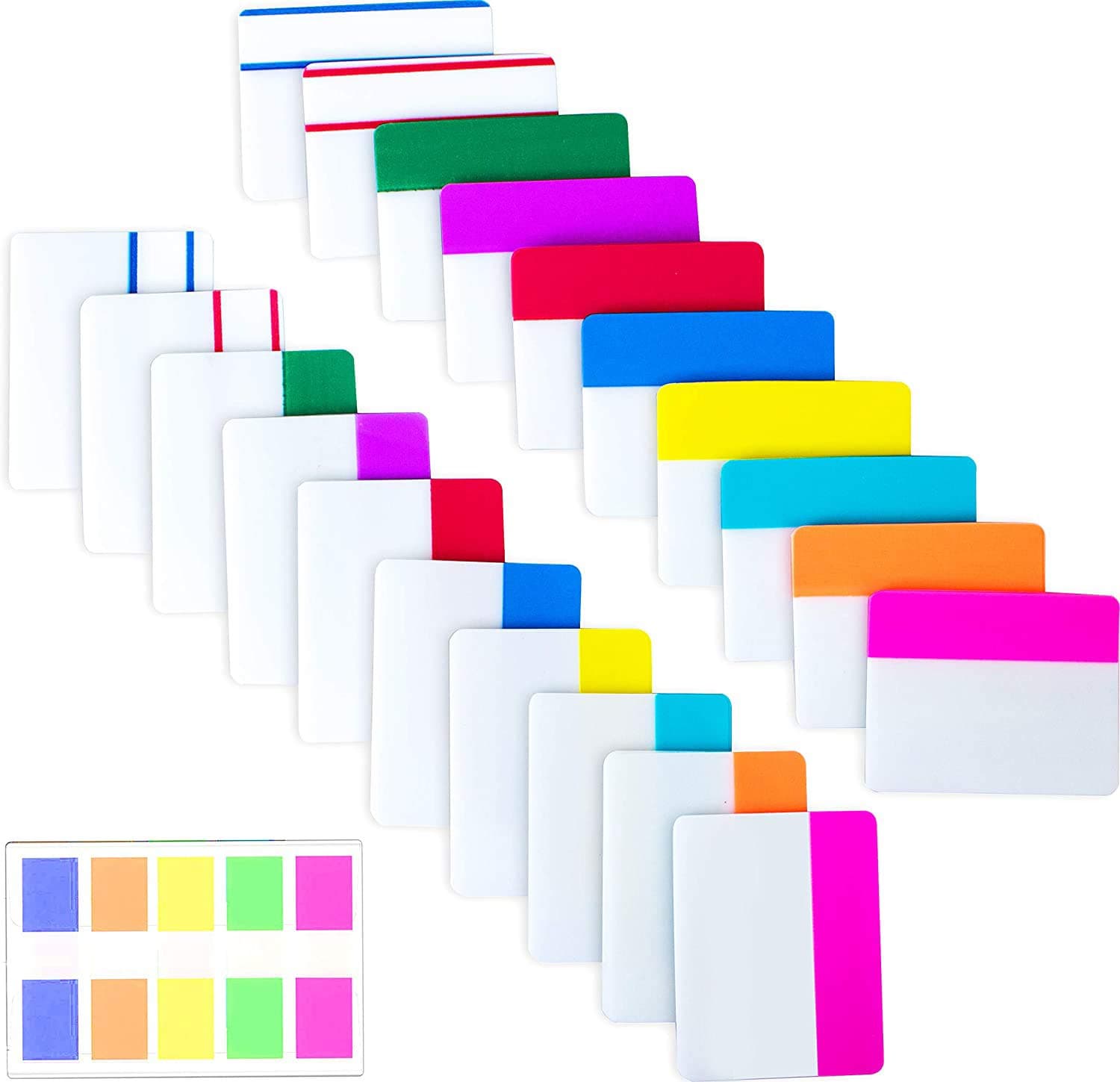 500 Pieces Tabs 2 Inch Sticky Index Tabs, Writable and Repositionable File Tabs Flags Colored Page Markers Labels for Reading Notes, Books and Classify Files, 21 Sets 10 Colors
