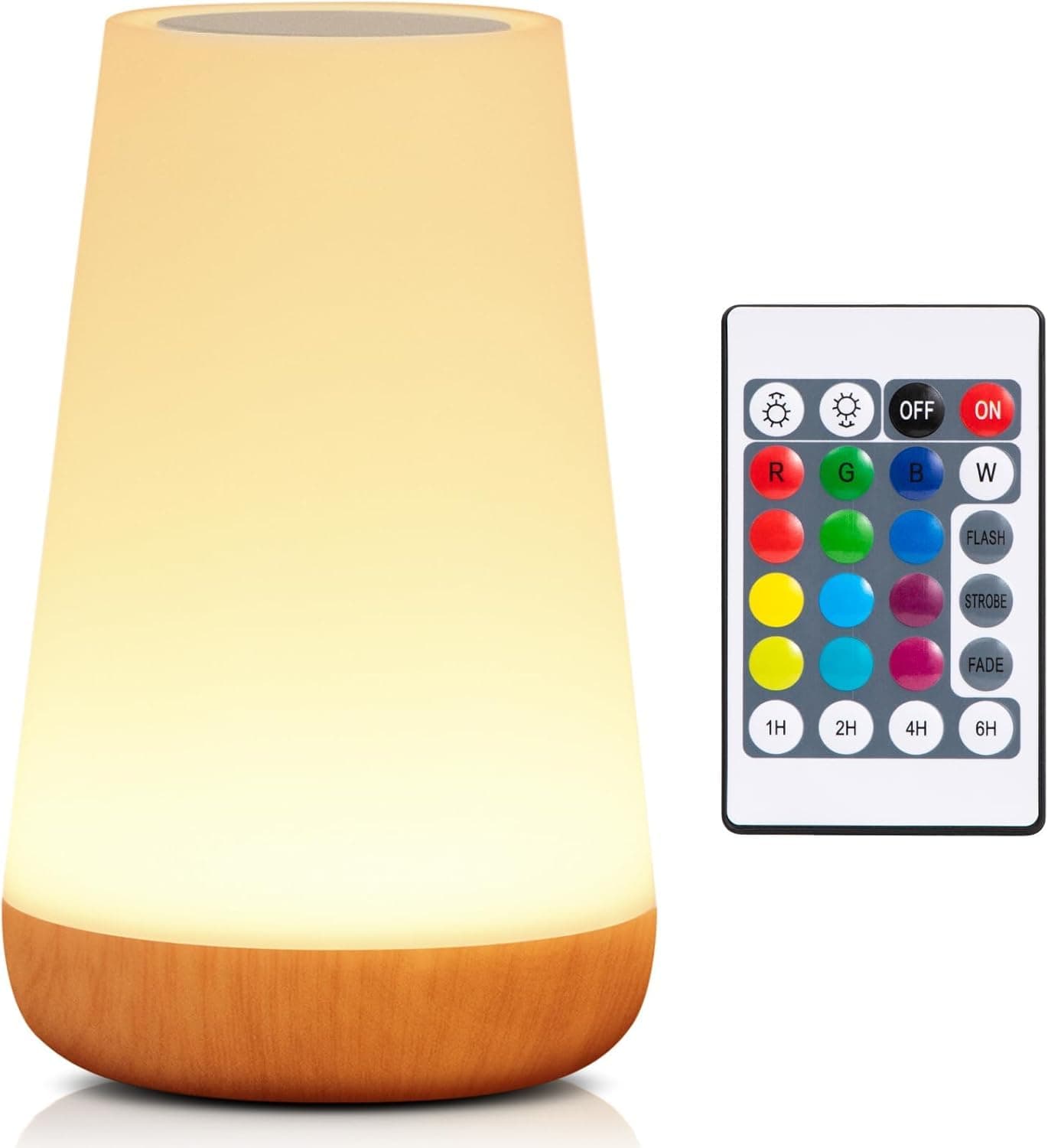 Night Light, LED Touch Bedside Table Lamp, RGB Colours Changing, 5 Brightness Level Switch, Timing Function, Rechargable Remote Control Dimmable Light for Bedroom, Living Room