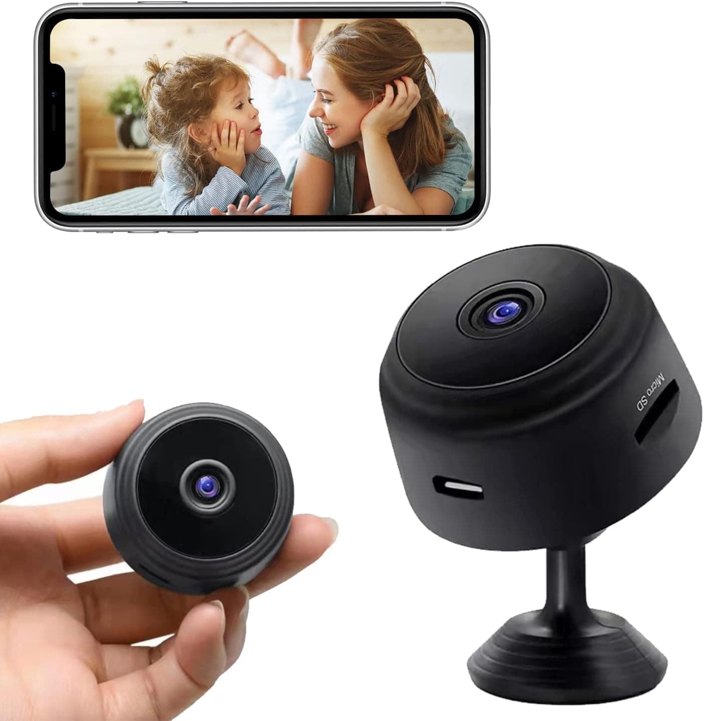 KASTWAVE Wireless Security Camera Mini Outdoor/Indoor with Audio,Hidden Camera, Home Surveillance Camera, 1080P IP HD Build-in Battery 350mah,Infrared Night Vision Dome Camera