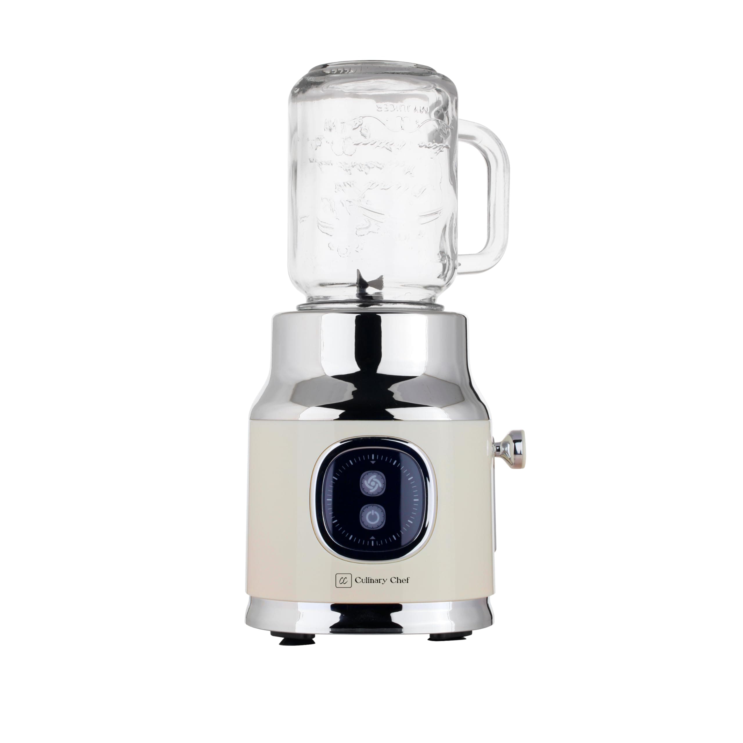 CULINARY CHEF Retro Smoothie Maker Blender with Mason Jar, Perfect for Shakes and Smoothies, 300-Watt, Cream
