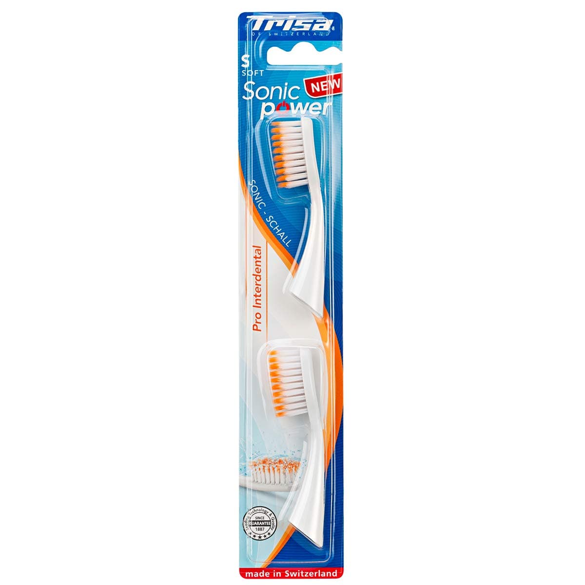 Pro Interdental Soft Replacement Brushes for Trisa Sonic Power Electric Toothbrush. Brand Quality Made in Switzerland.
