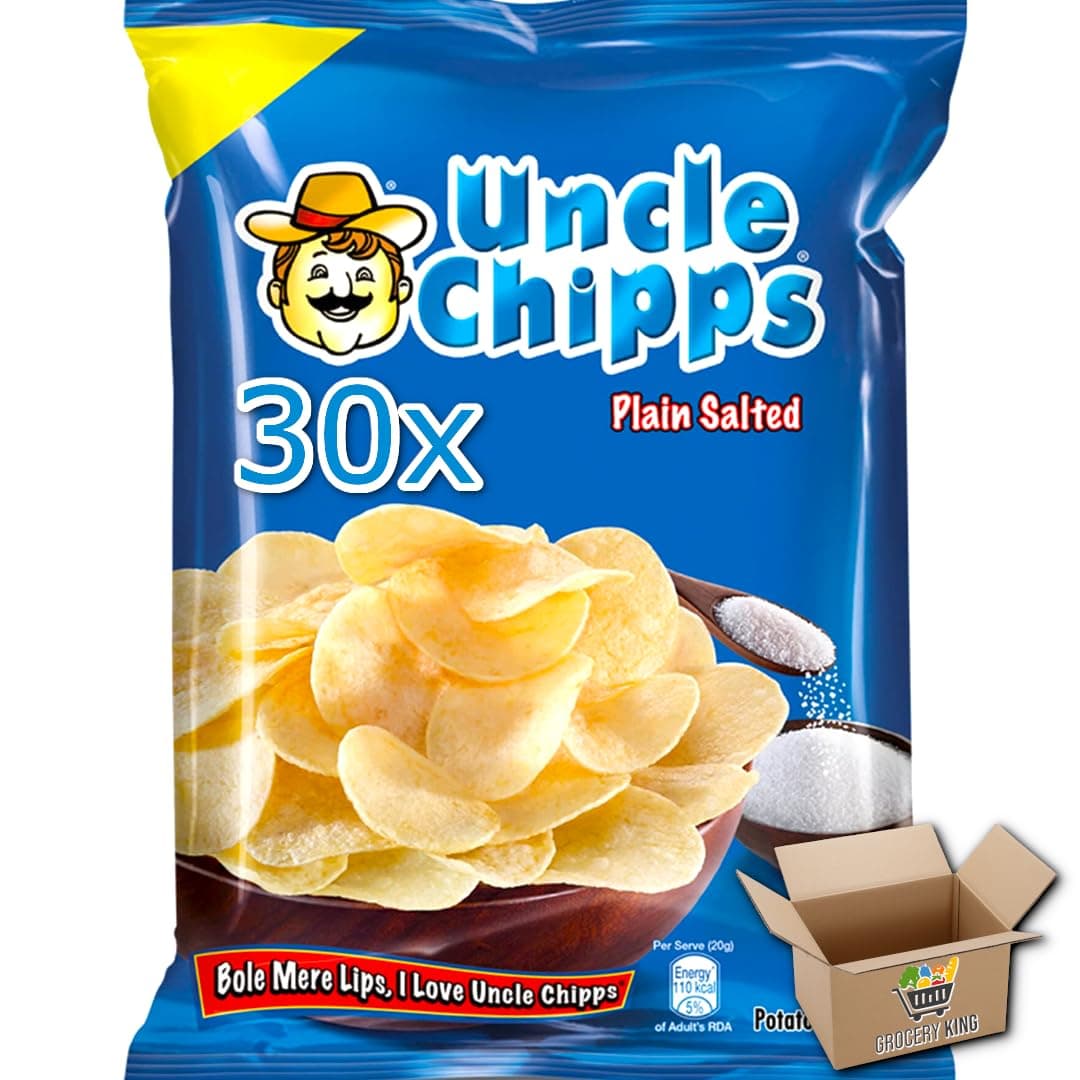 Uncle Chips Pack Of 30 Potato Chips Snack Crisps | Plain Salted 30x50g Grocery King