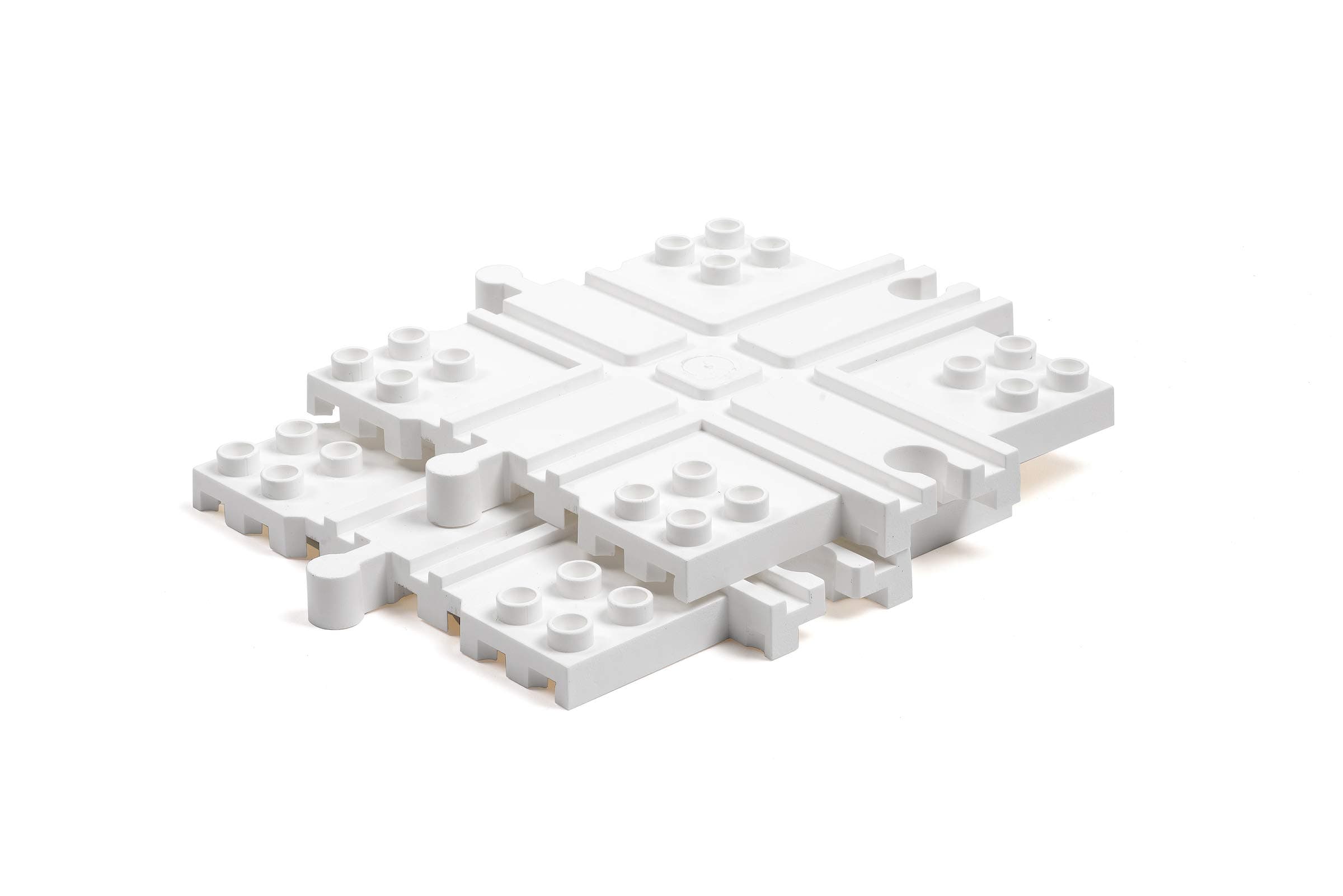 Block Platform Cross, Connect Wooden Train Tracks and Blocks/Bricks, Universal Compatible Connector Riser Baseplate (2-Pack)