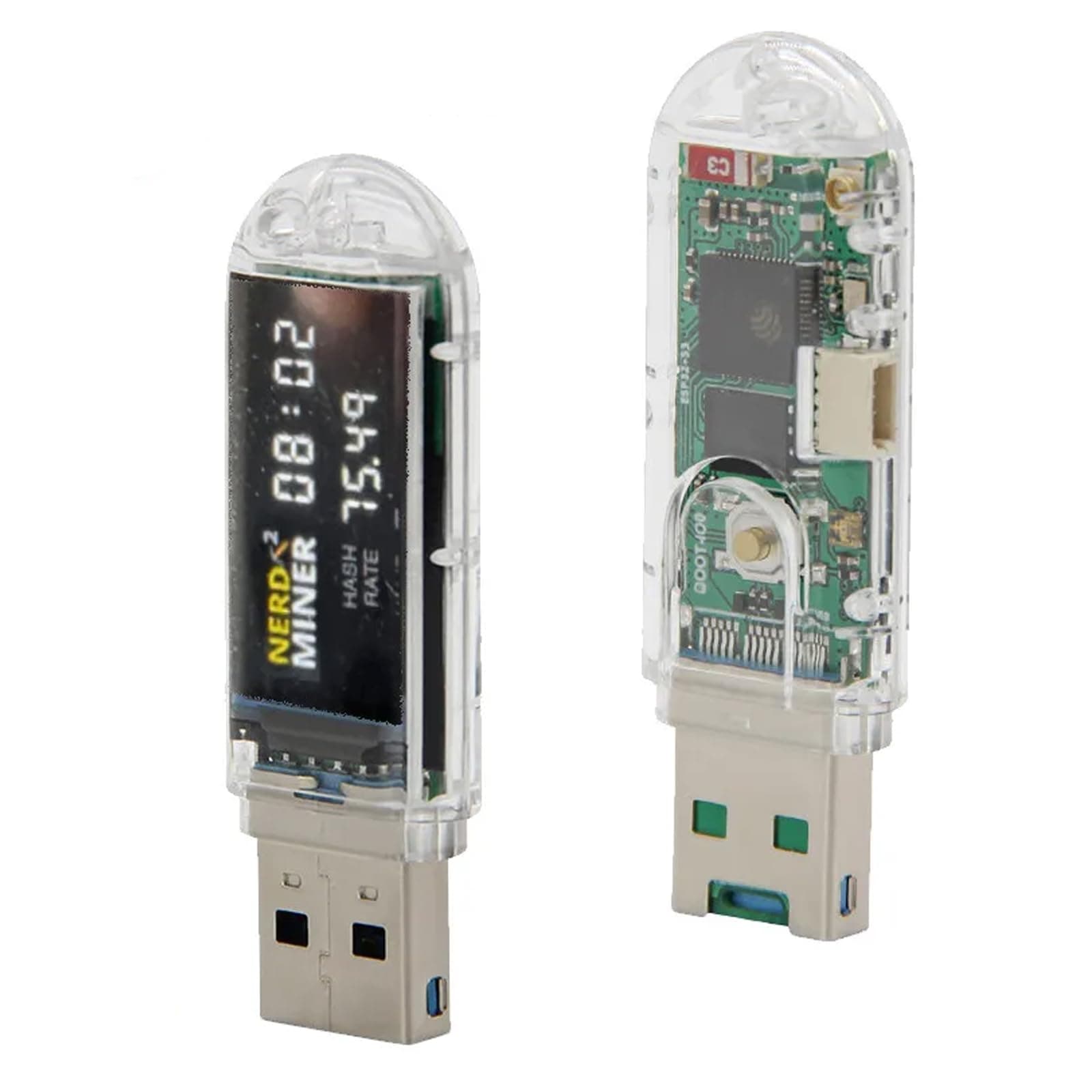 Bitcoins Miner V2 USB 75KH 1W T-Display S3 Mini Bitcoin Solo Lottery Miner Win 3.125 BTC with Low Power Consumption