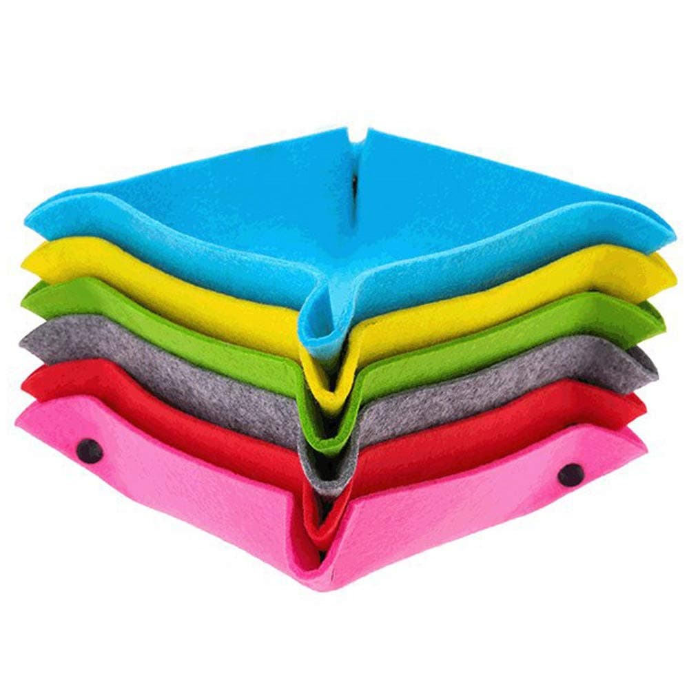 Felt Valet Tray, ORIGA Fold Felt Desktop Storage Basket Makeup Organizing Basket for Home Office Writing Desk Lovely Caddy Containers (Multi-Color,6-Pack)