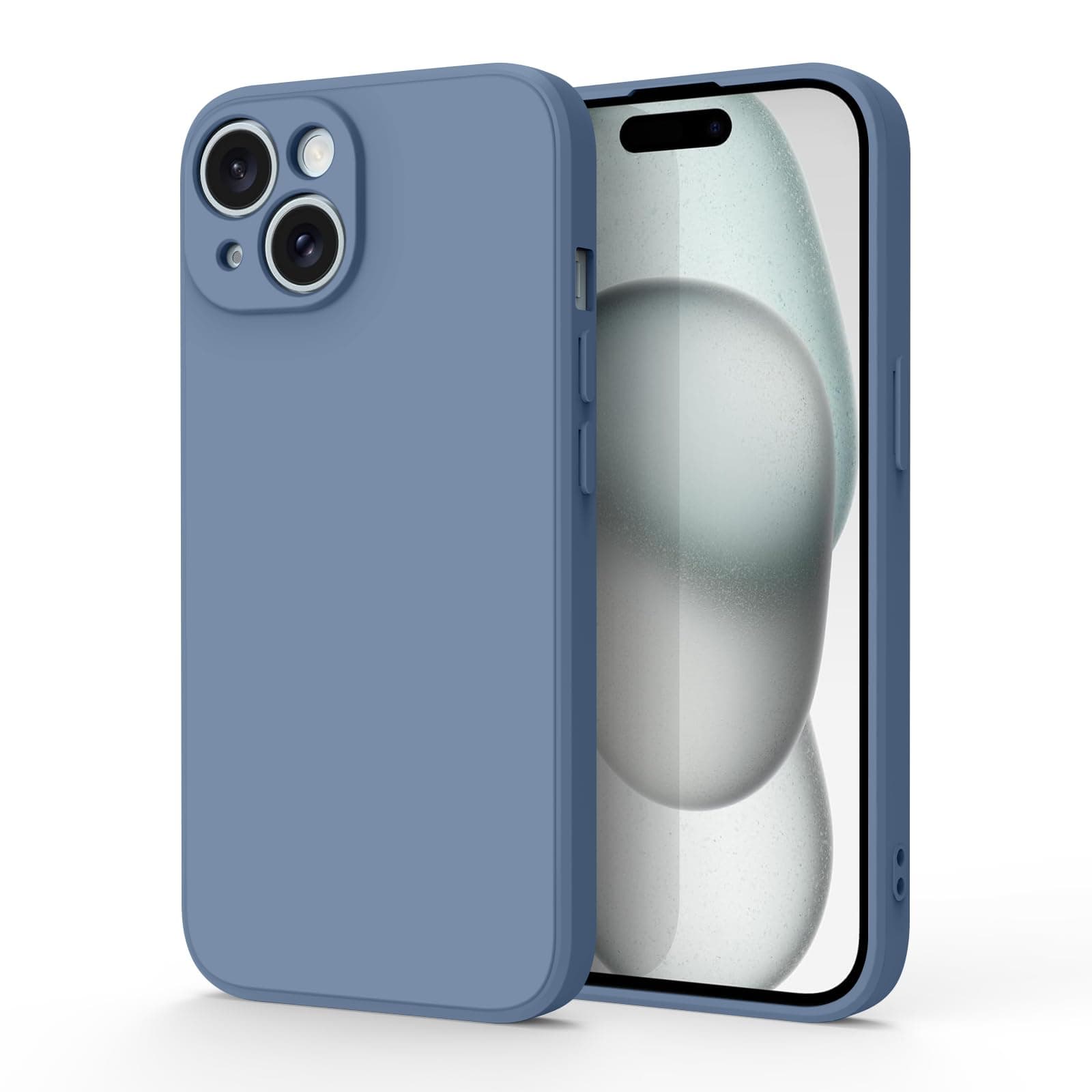 Oumida Soft Silicone Cases for iPhone 15 Case 6.1, Slim Liquid Silicone 3 Layers Full Covered Soft Gel Rubber Phone Case Protective Cover for iPhone 15 Cover (Lavender Grey)