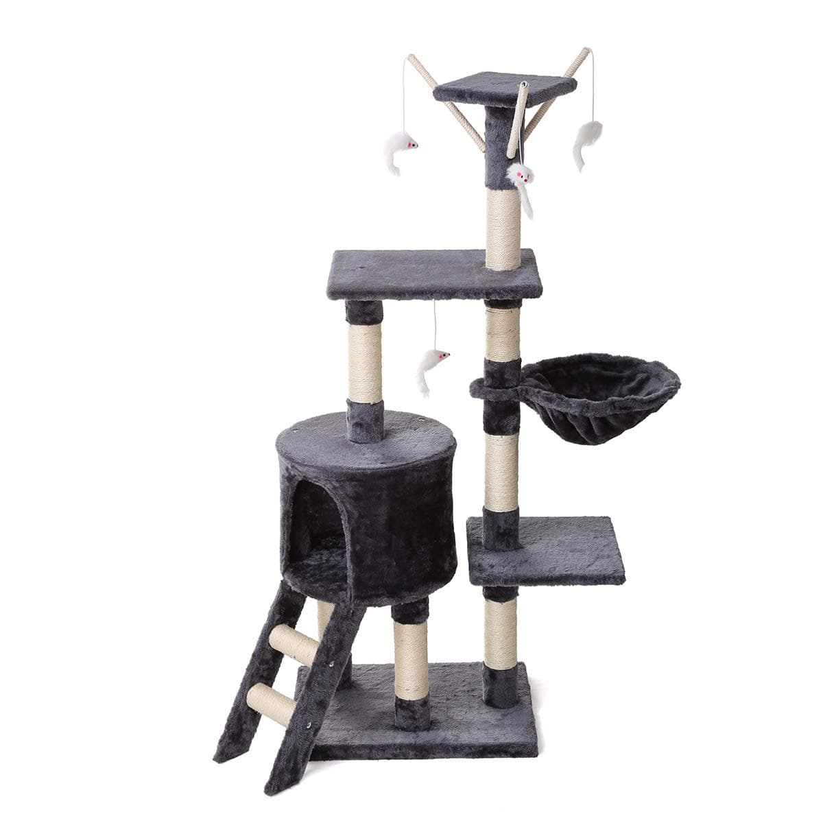 Petonaut Cat Tower Cat Tree Scratching Posts for Cats Deluxe Grey Cat Tree Scratcher Activity Centre Furniture Cat Hammock