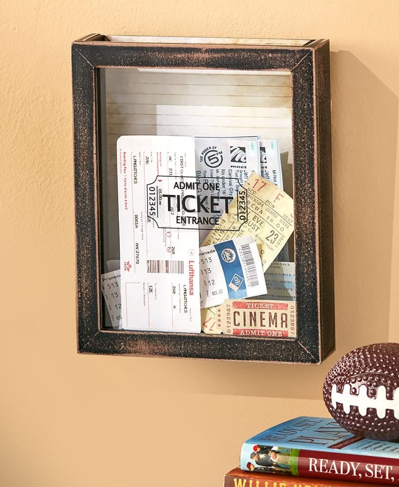 Memento Ticket Box Wall Hanging Holder - Framed Keepsake Decoration