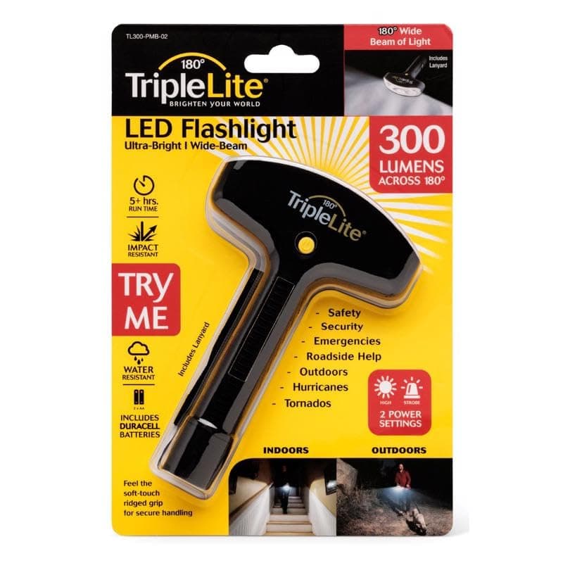 TripleLite TL300 Triple Light LED Flashlight, Wide Angle Illumination Light, 300 Lumens