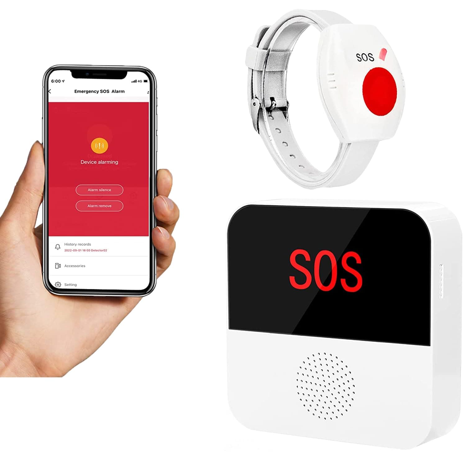 WiFi Caregiver Call Button System Smart App Alert Emergency Call Button Personal Help Alert at Home for Elderly Patients(Supports 2.4GHz WiFi Only) (WiFiB w 1-1)