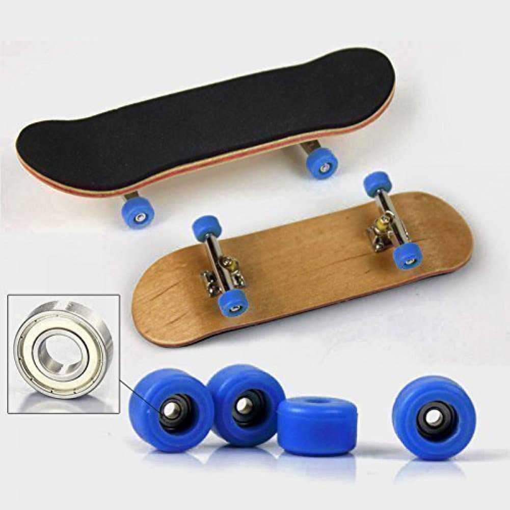 Maple Complete Wooden Fingerboard Metal Nuts Trucks - Basic Bearing Blue Wheel