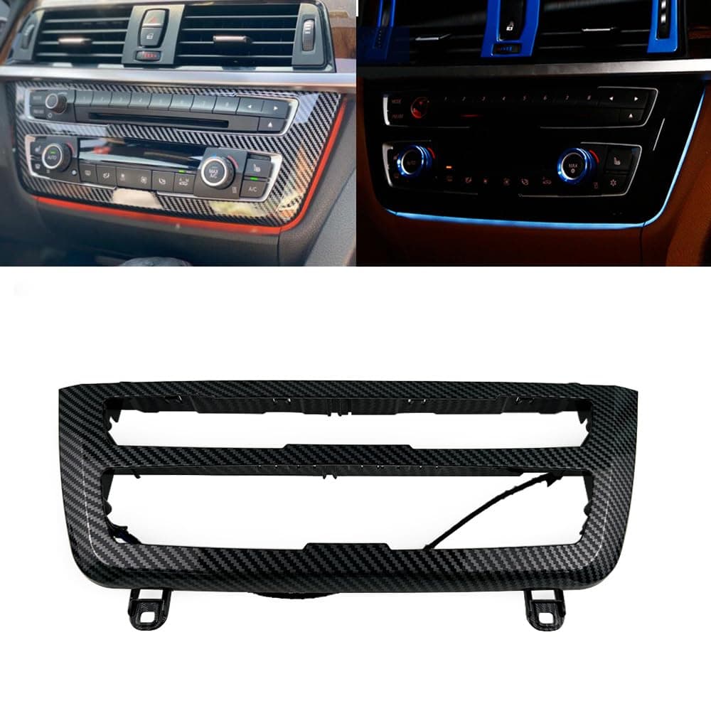 Car Inner Air Condition A/C Panel LED Lighting Ambient Light Trim Accessories For BMW 3 4 Series 3GT F30 F36 M3 M4 Center Control Two-color Atmosphere Lamp Panel Replacement Cover (Carbon fiber color)