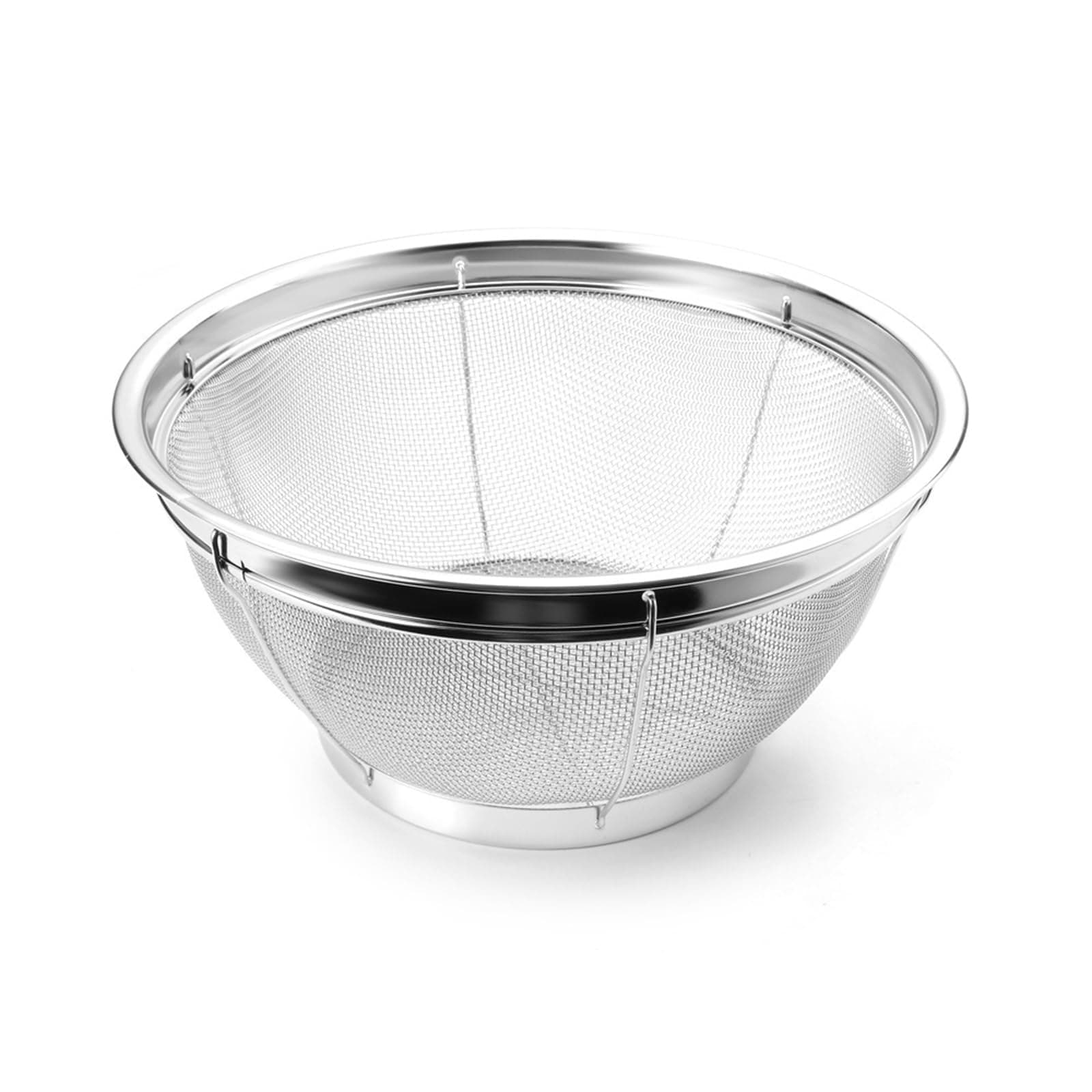 Kitchen Fine Mesh Strainer 4 Quart Stainless Steel Colander Bowl for Pasta, Rice, Fruit, Metal Net Basket with Rest Stand - Strain, Strain, Rinse