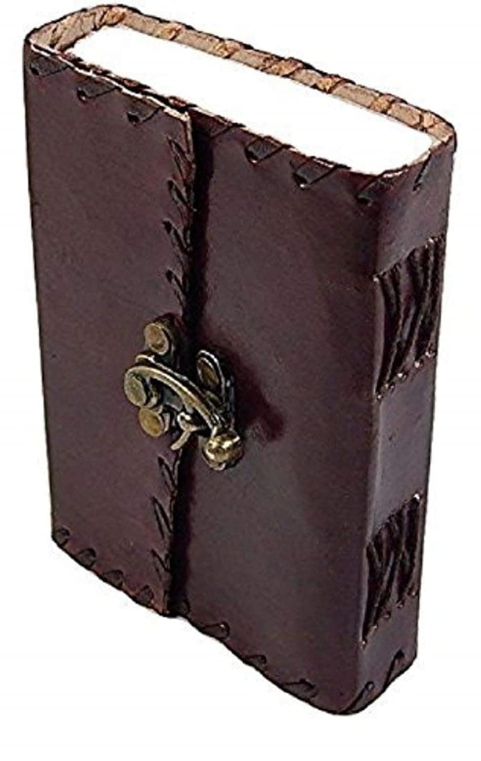 Vintage Fashion Leather Diary Handmade Paper Notebook Journal For Writing Notes Gifts And Memories Girl Boy Men Women Embossed With Metal Lock (5 X 4 Inches (C-Lock)) - 200