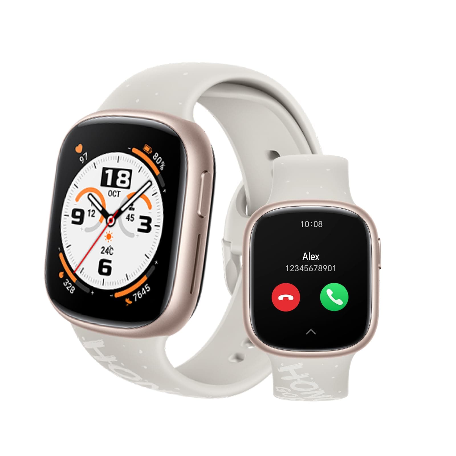 WATCH 4 SmartWatch, Bluetooth Calling, 1.75 inch AMOLED, GPS, 14 Days Standy, Spo2, Heart Rate and Stress Monitor, 5ATM, Compatible with Android and iOS, White