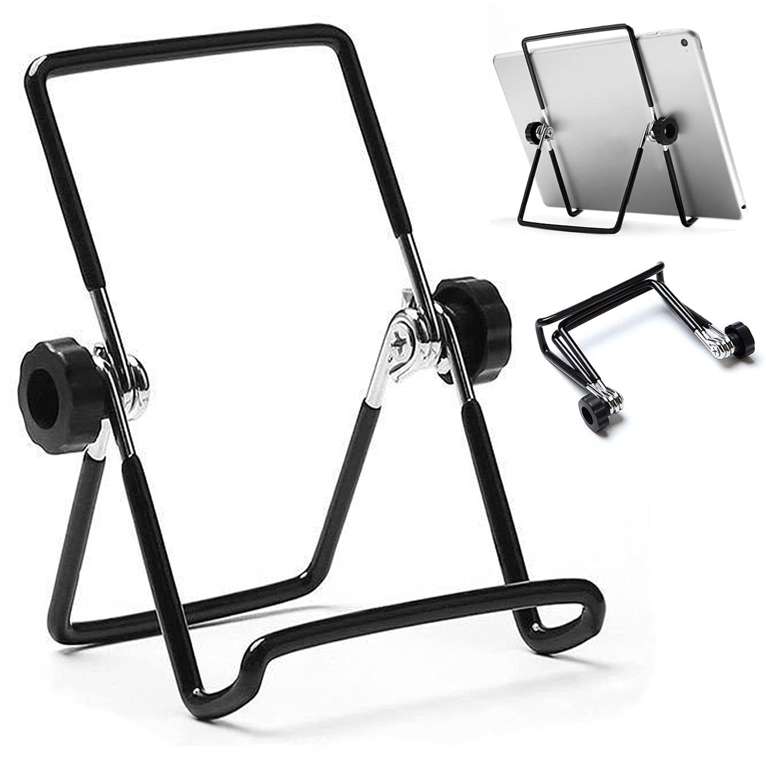 Adjustable Tablet Stand Holder, Non-Slip Foldable Holder Cradle Fit for 9-12.9" Tablets, iPad, Samsung and Kindle Fire, Display Stand Picture Frame Stand for Photos (Large Black)