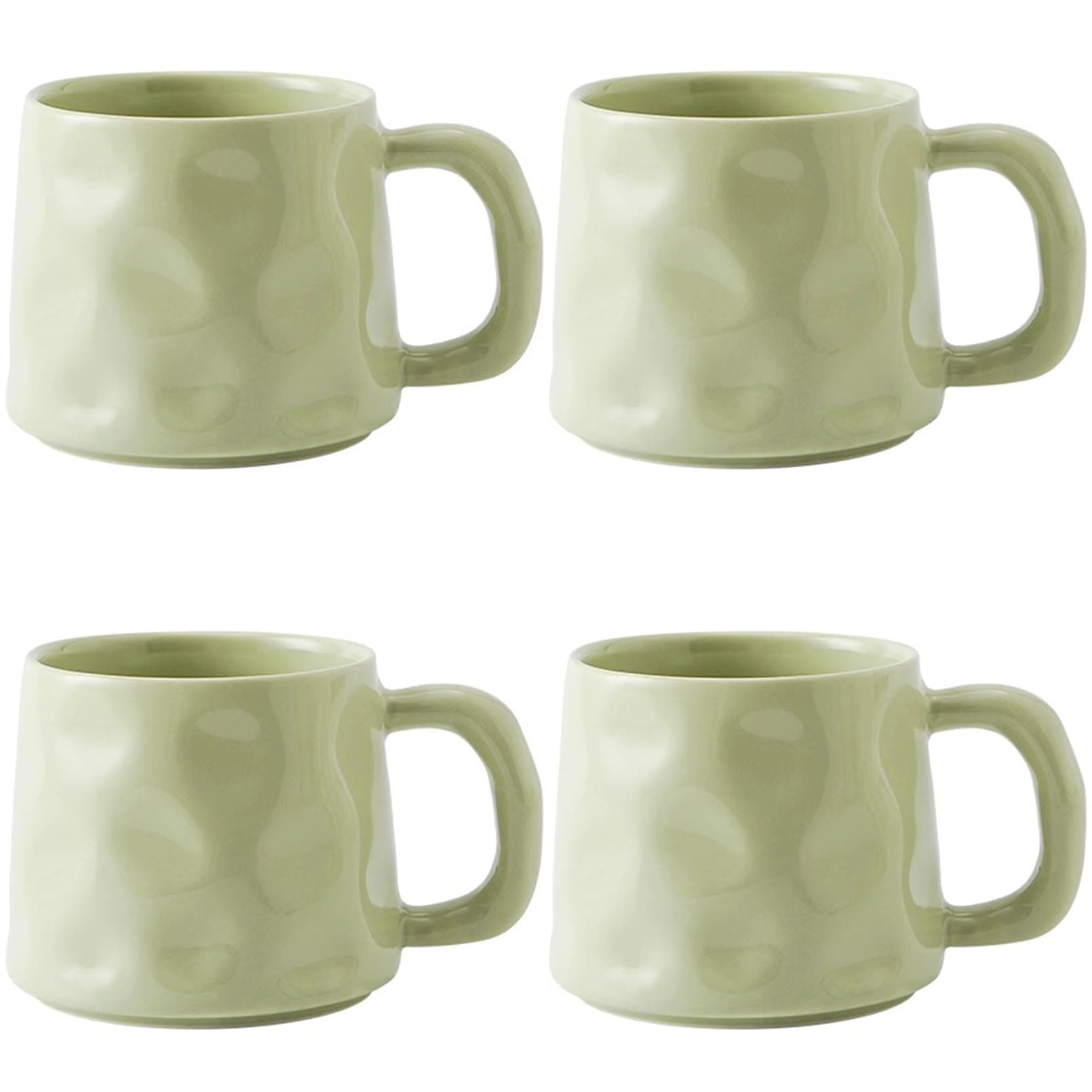 Coffee Mug Set for 4,Ceramic Coffee Cups 400ml/14 Ounce Coffee Mugs with Handles Porcelain Mugs Sets Large Coffee Mugs for Latte,Cappuccino, Tea, Hot Cocoa, Milk (Green)