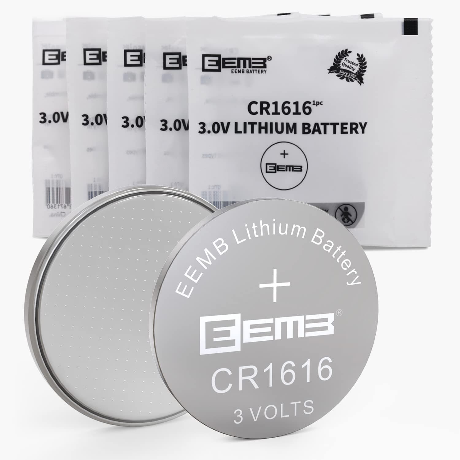 EEMB 5 PACK CR1616 Battery 3V Lithium Battery Button Coin Cell Batteries 1616 Battery DL1616 ECR1616 for Remote Control, Watch, Calculator, Thermometer, Mobile Game